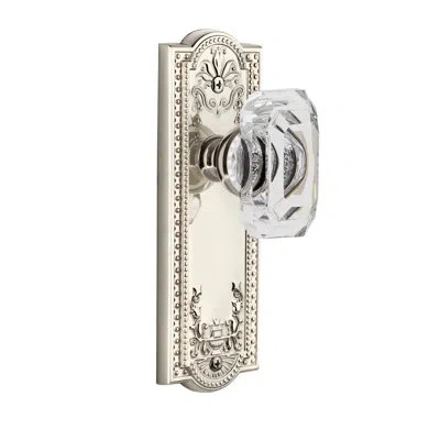 Grandeur Parthenon Plate Privacy With Baguette Crystal Door Knob In Polished Nickel
