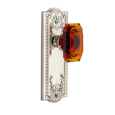Grandeur Parthenon Plate Privacy With Baguette Crystal Door Knob In Polished Nickel