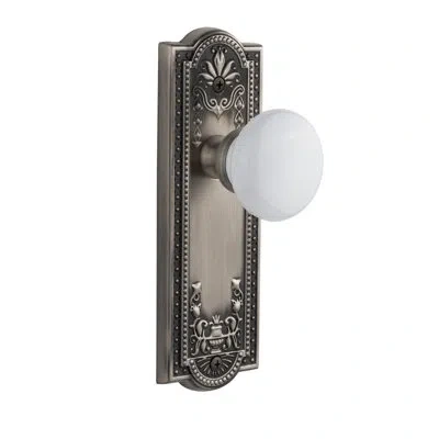 Grandeur Parthenon Plate Privacy With Hyde Park Door Knob In Antique Pewter