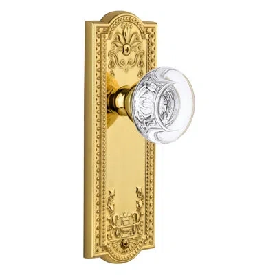 Grandeur Parthenon Plate Single Dummy With Bordeaux Crystal Door Knob In Polished Brass