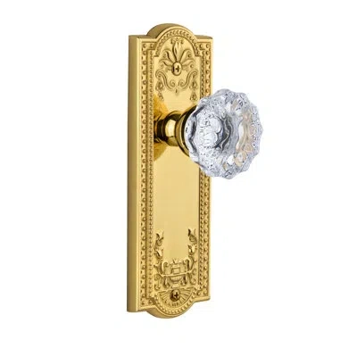Grandeur Parthenon Plate Single Dummy With Fontainebleau Crystal Door Knob In Polished Brass