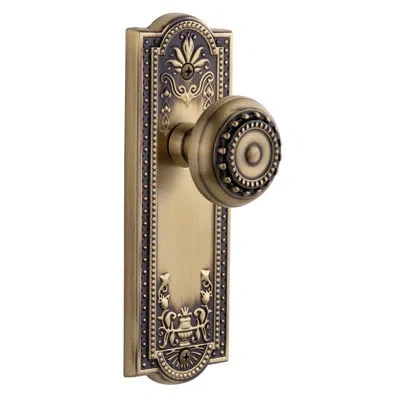 Grandeur Parthenon Plate Single Dummy With Parthenon Door Knob In Vintage Brass