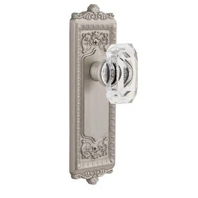 Grandeur Windsor Plate Double Dummy With Baguette Crystal Door Knob In Antique Pewter