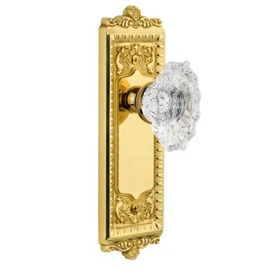 Grandeur Windsor Plate Double Dummy With Biarritz Crystal Door Knob In Lifetime Brass