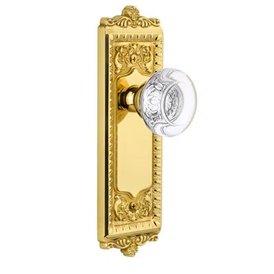 Grandeur Windsor Plate Double Dummy With Bordeaux Crystal Door Knob In Lifetime Brass