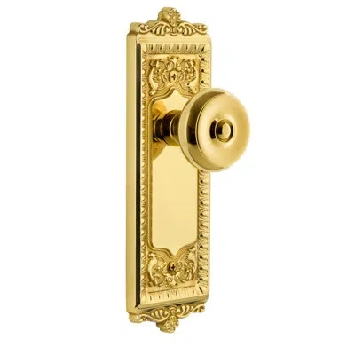 Grandeur Windsor Plate Double Dummy With Bouton Door Knob In Polished Brass