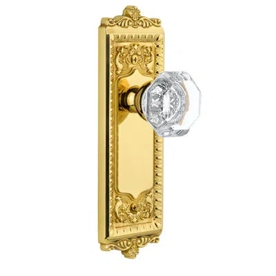 Grandeur Windsor Plate Double Dummy With Chambord Crystal Door Knob In Lifetime Brass