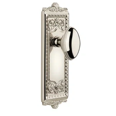 Grandeur Windsor Plate Double Dummy With Eden Prairie Door Knob In Polished Nickel