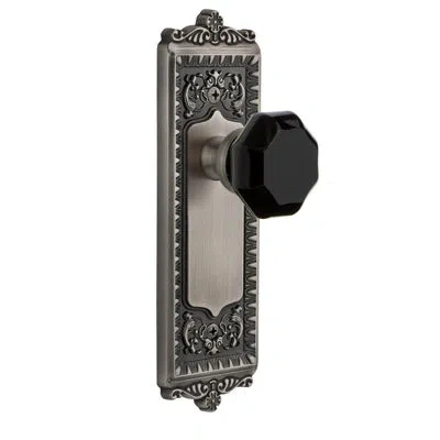 Grandeur Windsor Plate Double Dummy With Lyon Door Knob In Antique Pewter