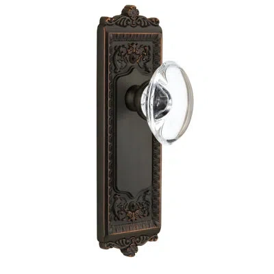 Grandeur Windsor Plate Double Dummy With Provence Crystal Door Knob In Timeless Bronze