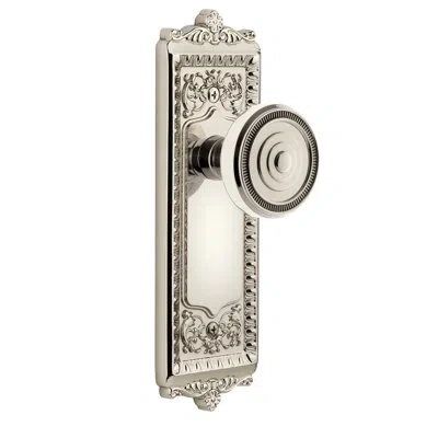 Grandeur Windsor Plate Double Dummy With Soleil Door Knob In Polished Nickel
