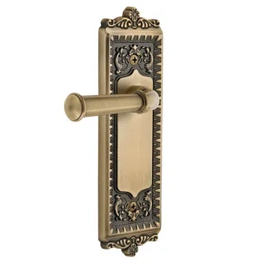 Grandeur Windsor Plate Passage With Georgetown Lever In Vintage Brass