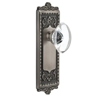 Grandeur Windsor Plate Passage With Provence Crystal Door Knob In Antique Pewter