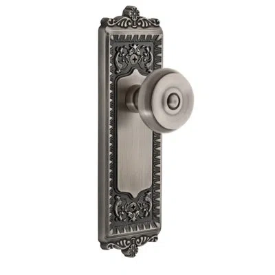Grandeur Windsor Plate Privacy With Bouton Door Knob In Antique Pewter