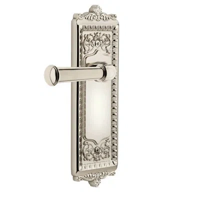 Grandeur Windsor Plate Privacy With Georgetown Lever In Polished Nickel
