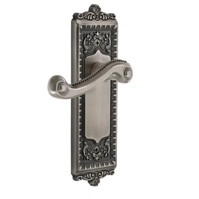 Grandeur Windsor Plate Privacy With Newport Lever In Antique Pewter