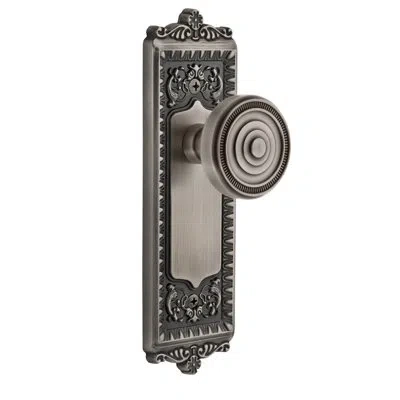 Grandeur Windsor Plate Privacy With Soleil Door Knob In Antique Pewter