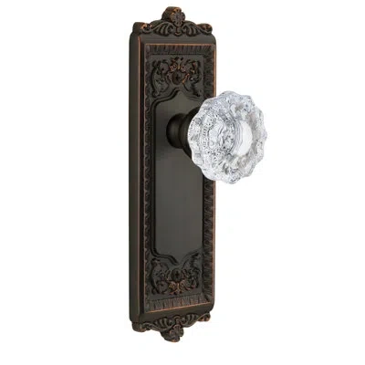 Grandeur Windsor Plate Single Dummy With Versailles Crystal Door Knob In Timeless Bronze