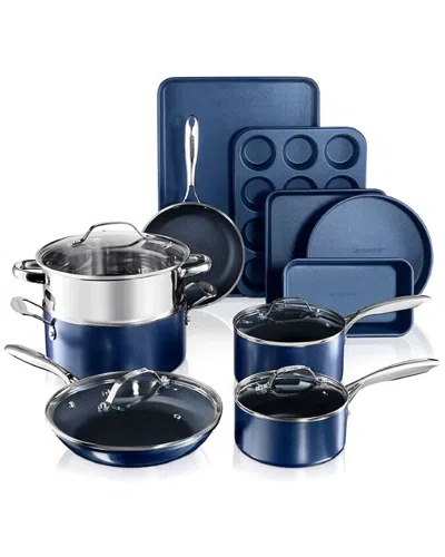 Granitestone 15pc Cookware And Bakeware Set In Blue