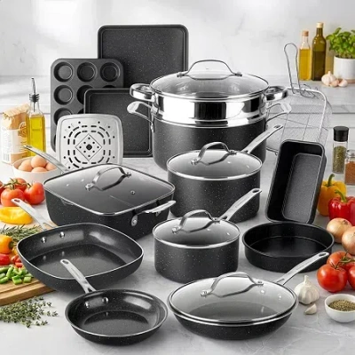 Granitestone 20-pc. Non-stick Cookware Set In Black