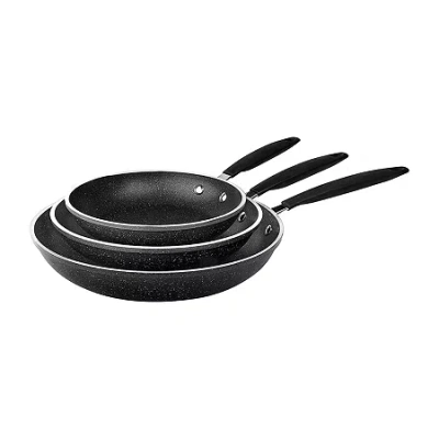 Granitestone 3-pc. Nonstick Fry Pan Set With Rubber Grip Handles In Black