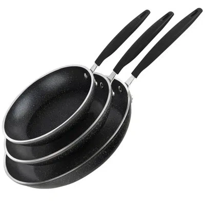 Granitestone 3 Piece Nonstick Frying Pan Set, 8”, 10” & 12” Nonstick Mineral And Diamond Triple Coated Frying Pan In Black