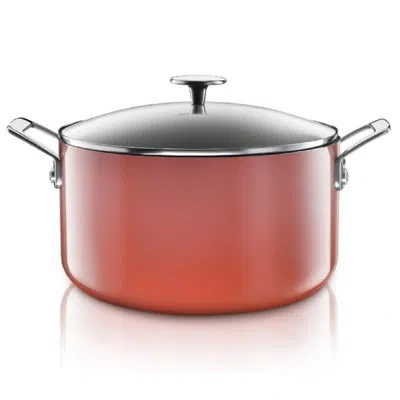 Granitestone 5 Quart Nonstick Aluminum Stock Pot With Tempered Glass Lid, Oven & Dishwasher Safe In Coral