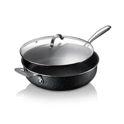Granitestone 5.5 Quart Multipurpose Deep Saute Jumbo Cooker Fry Pan With Glass Lid In Black