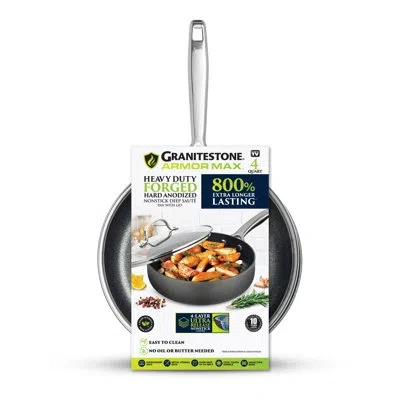 Granitestone Armor Max 4 Qt Hard Anodized Heavy Duty Nonstick Deep Sauté Pan In Black