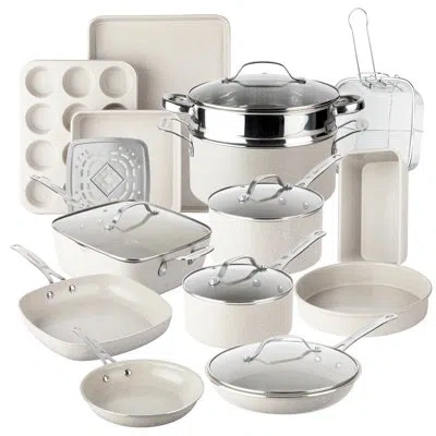 Granitestone Ceraluxe 20 Piece Beige Ceramic Nonstick Cookware And Bakeware Set In Gray