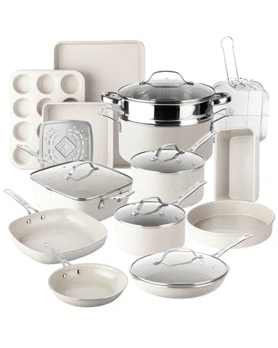 Granitestone Ceraluxe 20pc Cookware & Bakeware Set In White
