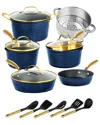 Granitestone Charleston Collection Hammered 15pc Nonstick Cookware Set With Utensils
