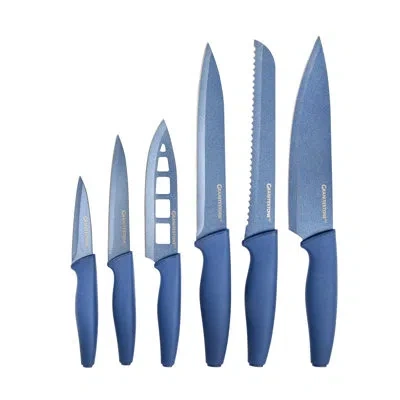 Granitestone Nutriblade 6 Pc Knife Set, Professional Kitchen Chef's Knives With Sharp Stainless Steel Blades And  In Blue