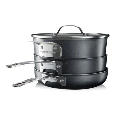 Granitestone Stackable 5 Piece Space Saving Nonstick Cookware Set, Oven & Dishwasher Safe In Gray