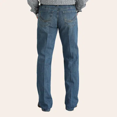 Grant Cinch Men's  Medium Stonewash Relaxed Bootcut Jeans In Blue