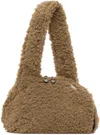 Grape Brown Flattenable Shoulder Bag In Brown Shearling
