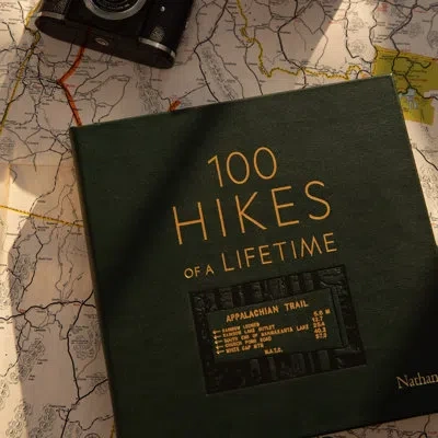 Graphic Image 100 Hikes Of A Lifetime Leather Bound Book In Green