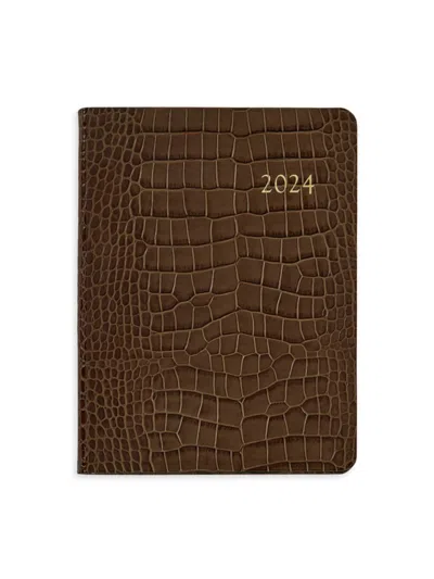 Graphic Image 2024 Embossed Crocodile Leather Desk Diary In Walnut