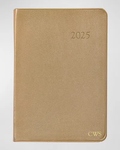 Graphic Image 2025 Leather Daily Journal, Personalized In White Gold