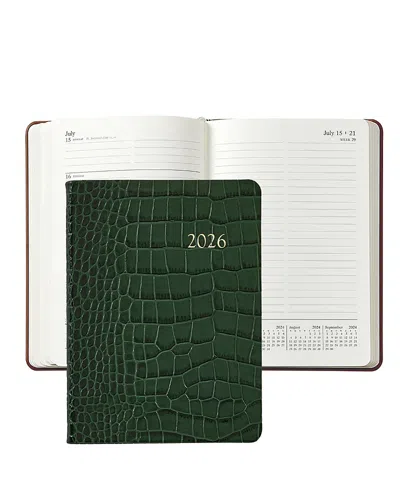 Graphic Image 2026 Embossed Croc Leather Weekly Notebook In Green