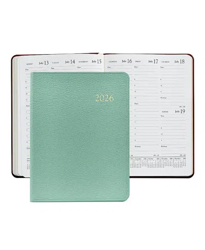 Graphic Image 2026 Goatskin Leather Desk Diary In Green