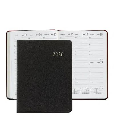 Graphic Image 2026 Goatskin Leather Desk Diary In Black