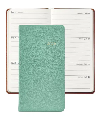 Graphic Image 2026 Goatskin Leather Pocket Datebook In Green