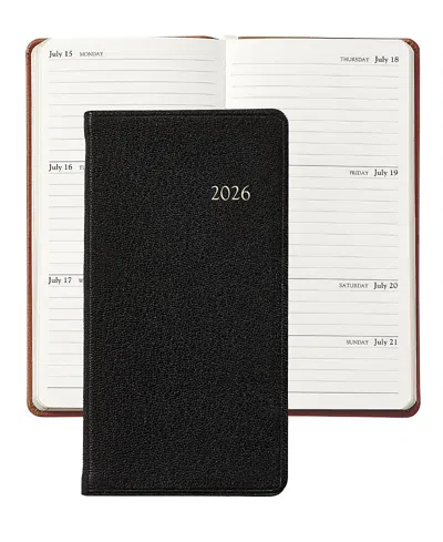 Graphic Image 2026 Goatskin Leather Pocket Datebook In Black