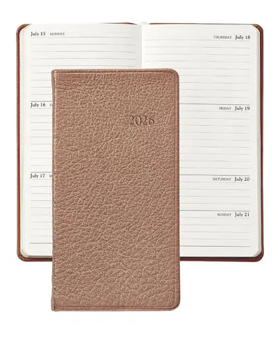 Graphic Image 2026 Goatskin Leather Pocket Datebook In Neutral