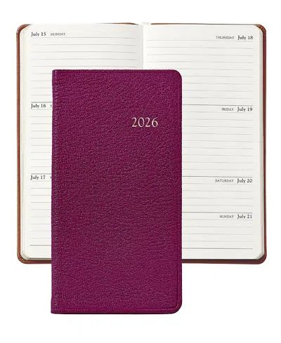 Graphic Image 2026 Goatskin Leather Pocket Datebook In Pink