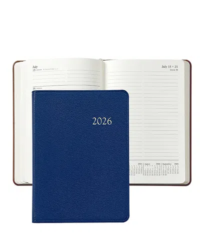 Graphic Image 2026 Goatskin Leather Weekly Notebook In Blue