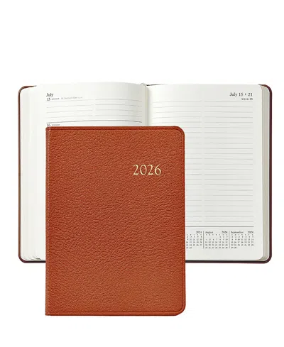 Graphic Image 2026 Goatskin Leather Weekly Notebook In Brown