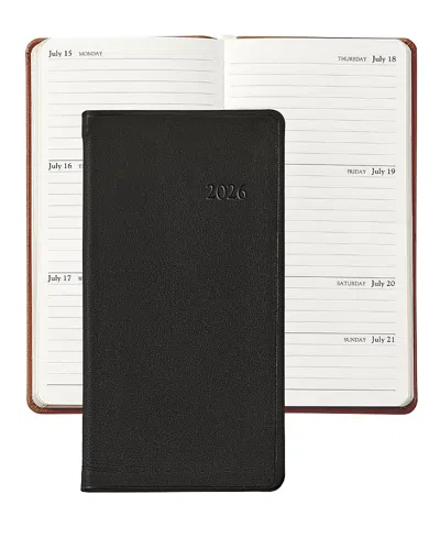 Graphic Image 2026 Traditional Leather Pocket Datebook In Black