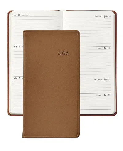 Graphic Image 2026 Traditional Leather Pocket Datebook In Brown
